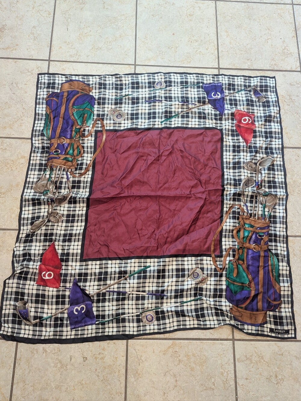 Vintage Lauren Ralph Lauren Silk Golf Scarf